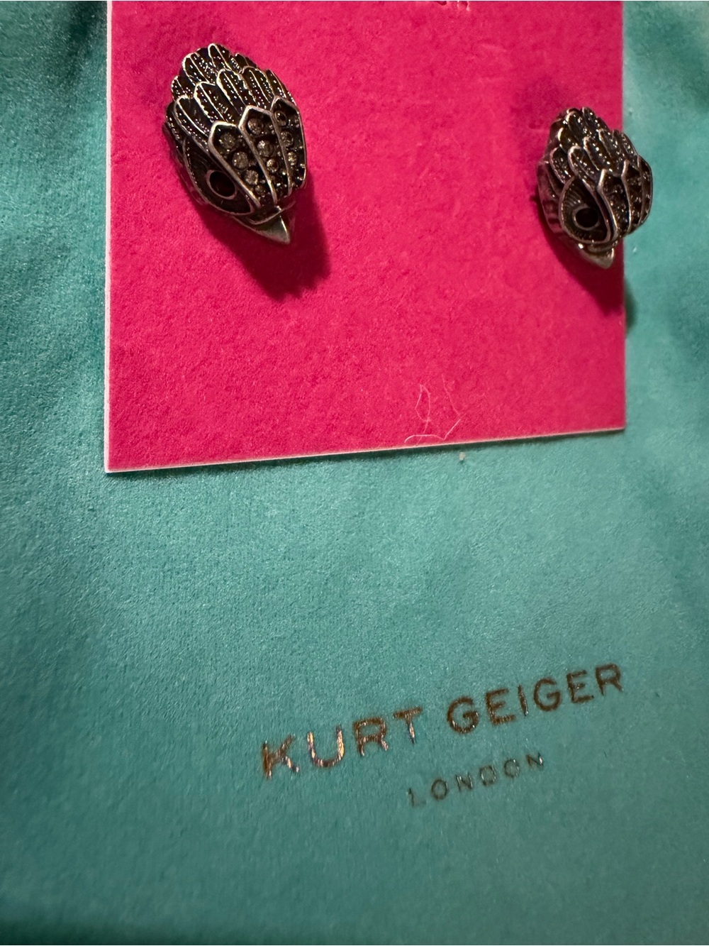 Kurt Geiger Gold Eagle HeadStud Earrings with Turquoise in their beak